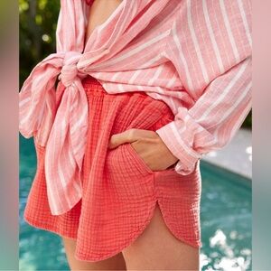 New Aerie Gauzy High-Waisted Shorts Resort Red Size XL Beach Lounge Travel